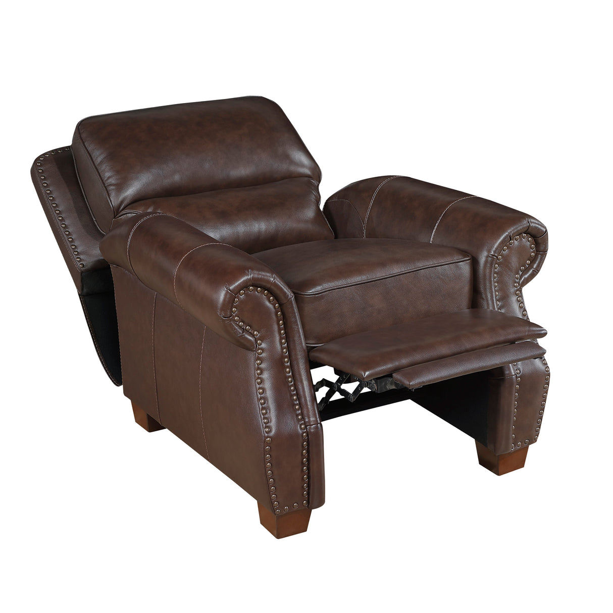 Remington Brown Push Back Leather Reclining Chair by Homelegance at Eve Furniture