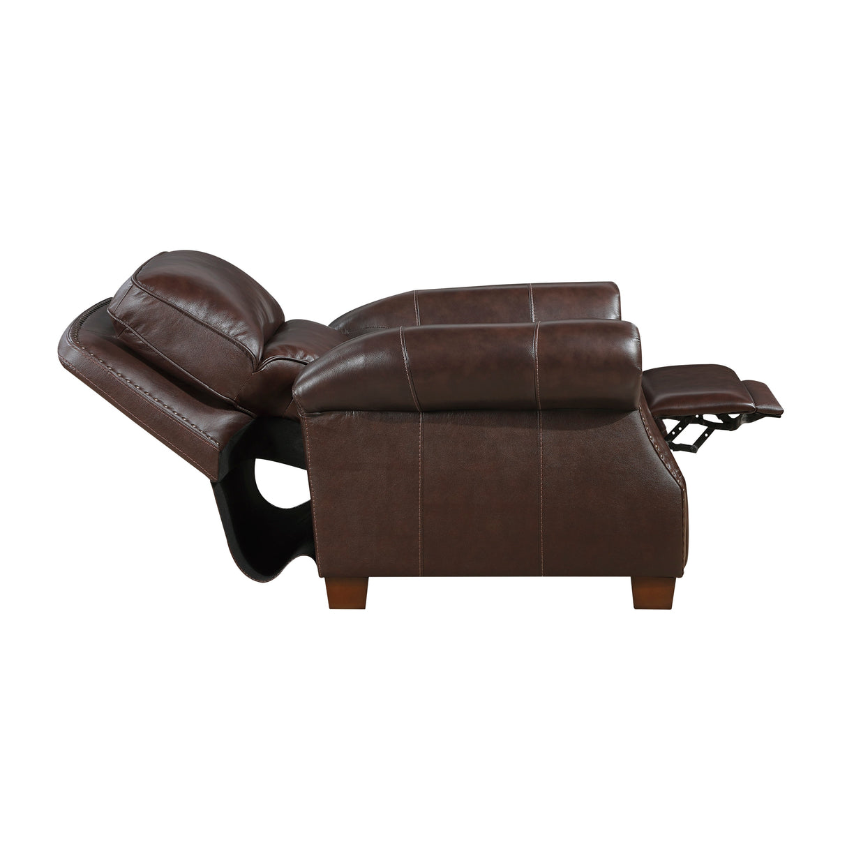 Remington Brown Push Back Leather Reclining Chair by Homelegance at Eve Furniture