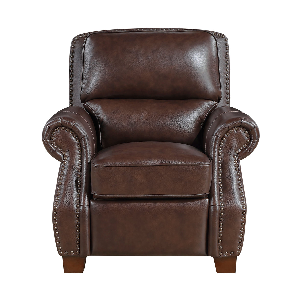 Remington Brown Push Back Leather Reclining Chair by Homelegance at Eve Furniture