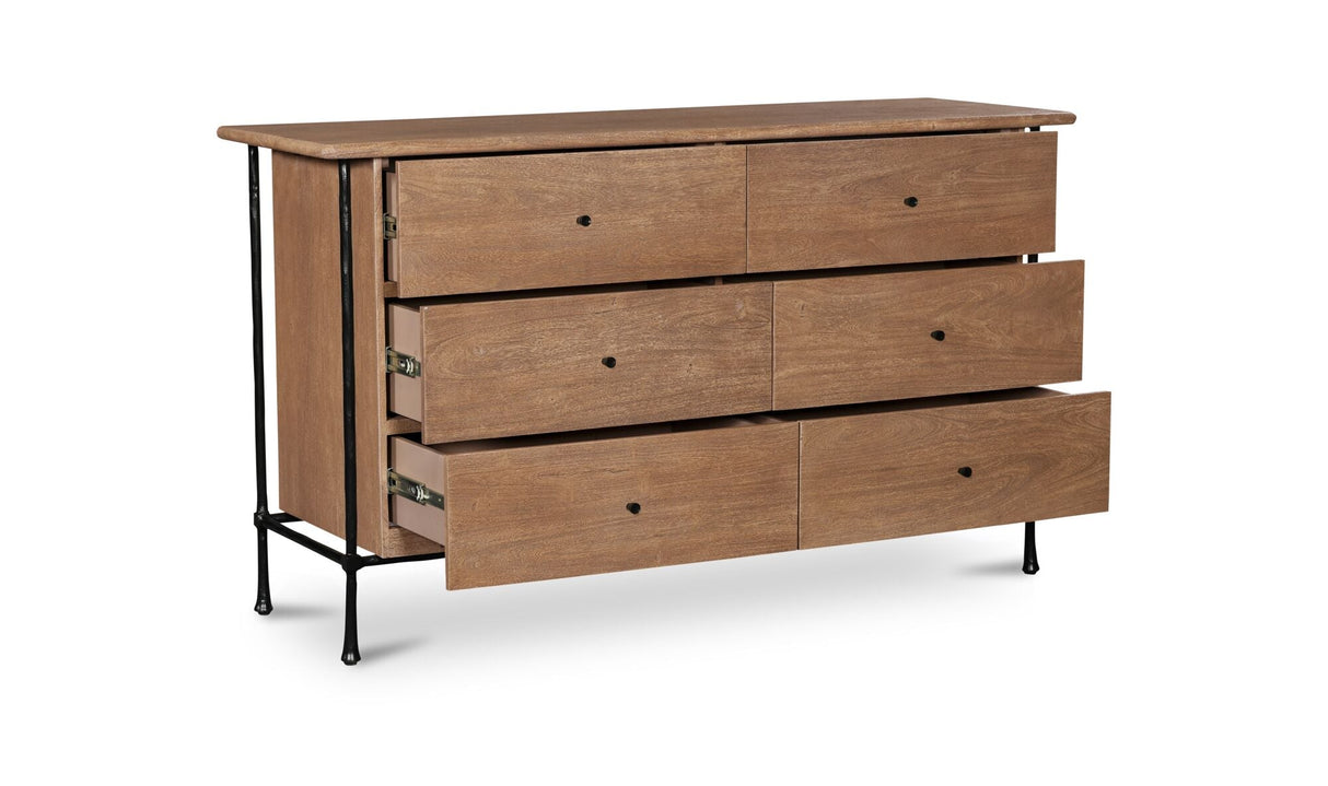 Rene 6 Drawer Dresser Brown by Moe's Home at Eve Furniture