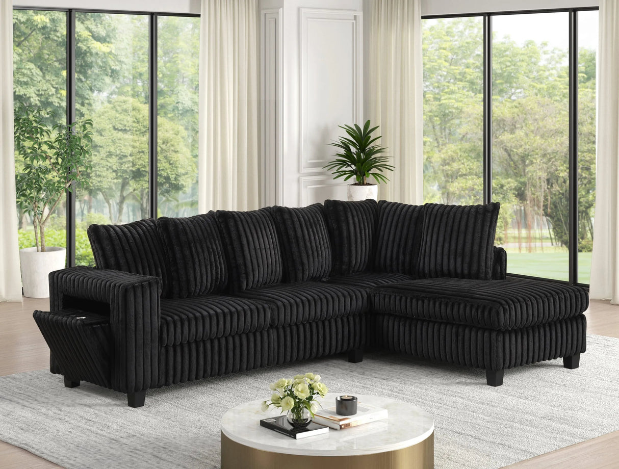 Rene Black RAF Sectional by Happy Homes at Eve Furniture