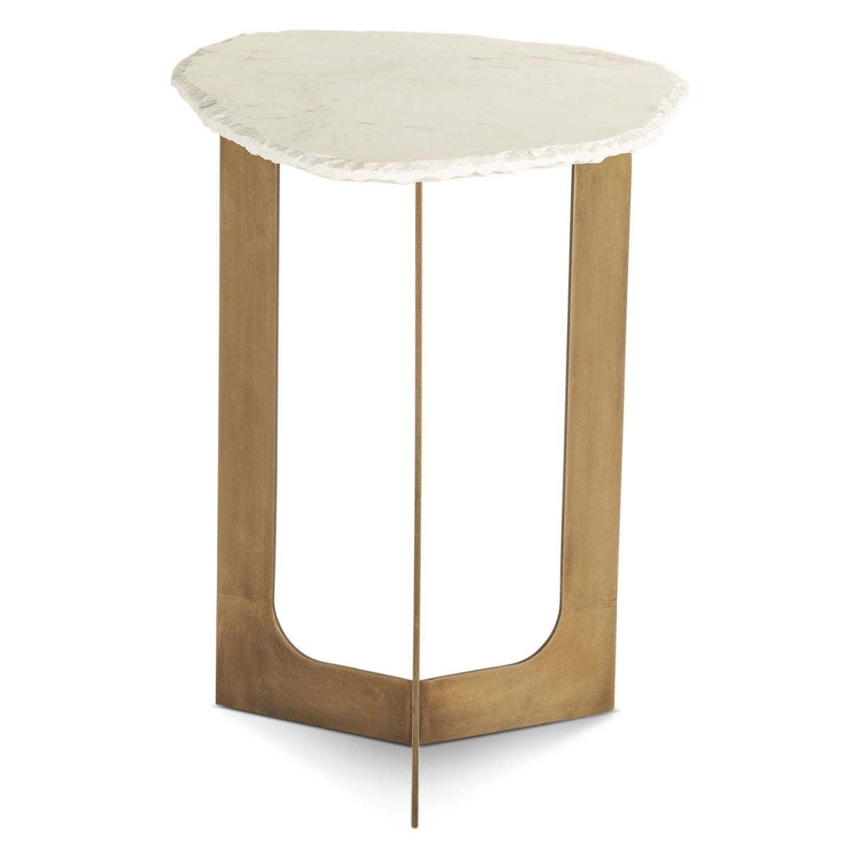 Reno 24" Side Table in White Marble and Antique Brass Base by Home Trends & Design at Eve Furniture