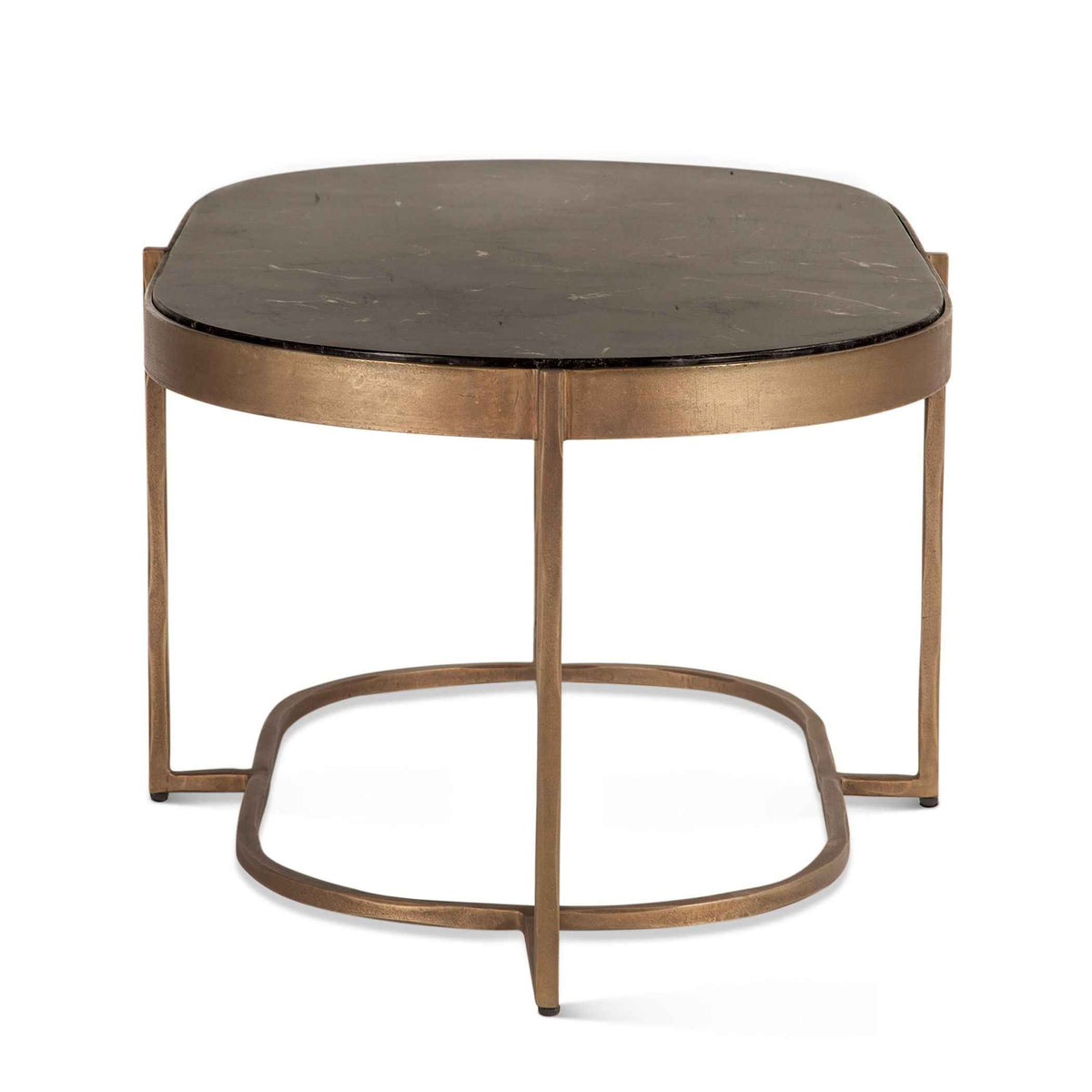 Reno 43" Coffee Table with Black Marble and Antique Brass Base by Home Trends & Design at Eve Furniture