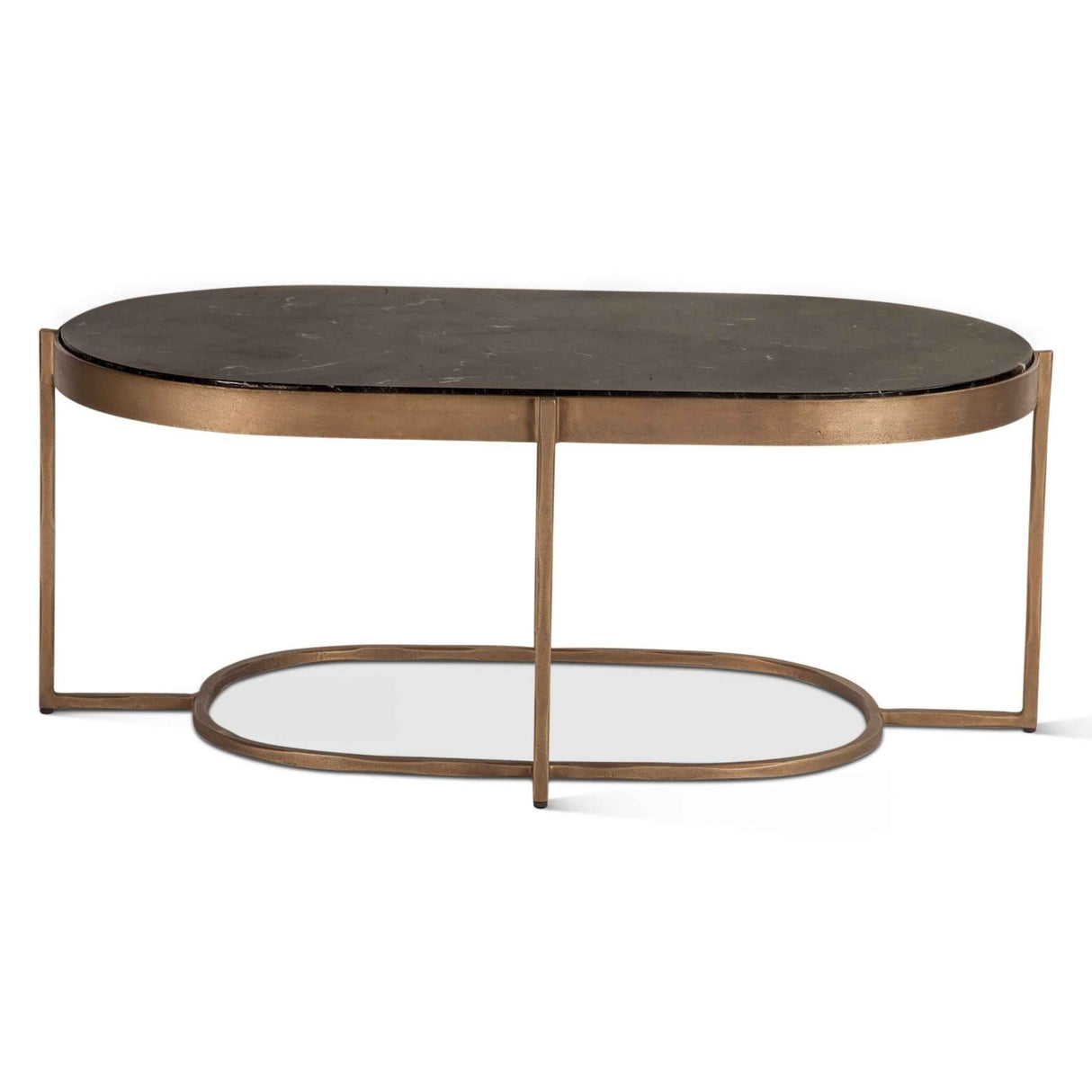 Reno 43" Coffee Table with Black Marble and Antique Brass Base by Home Trends & Design at Eve Furniture