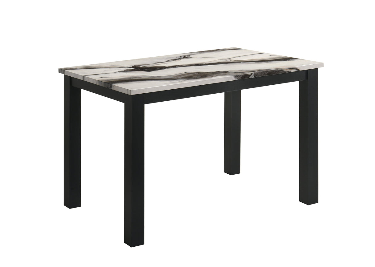 Resia Black & Brown 5-Piece Faux Marble Dining Set by Crown Mark at Eve Furniture
