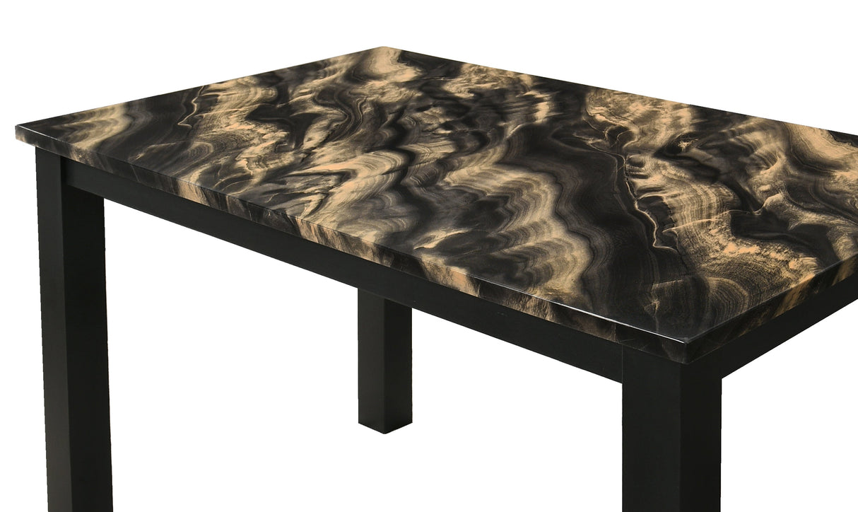 Resia Black & Gold 5-Piece Faux Marble Top Dining Set by Crown Mark at Eve Furniture