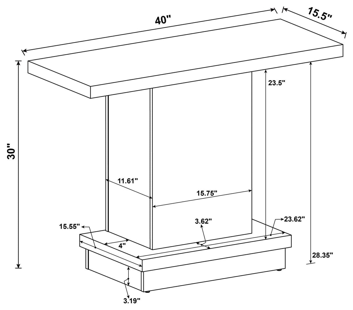 Reston Cappuccino Pedestal Sofa Table by Coaster at Eve Furniture