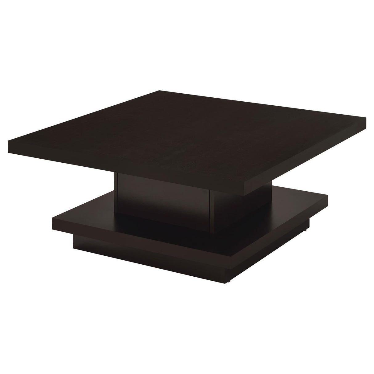 Reston Cappuccino Pedestal Square Coffee Table by Coaster at Eve Furniture