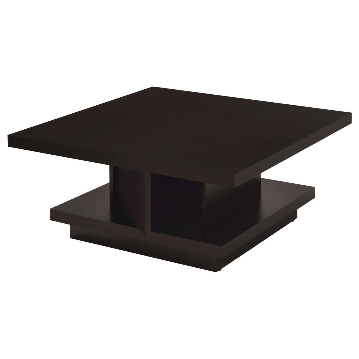 Reston Cappuccino Pedestal Square Coffee Table by Coaster at Eve Furniture