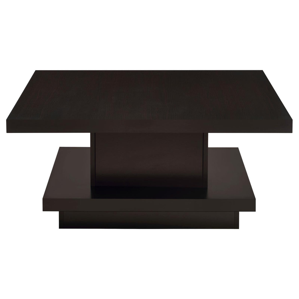 Reston Cappuccino Pedestal Square Coffee Table by Coaster at Eve Furniture