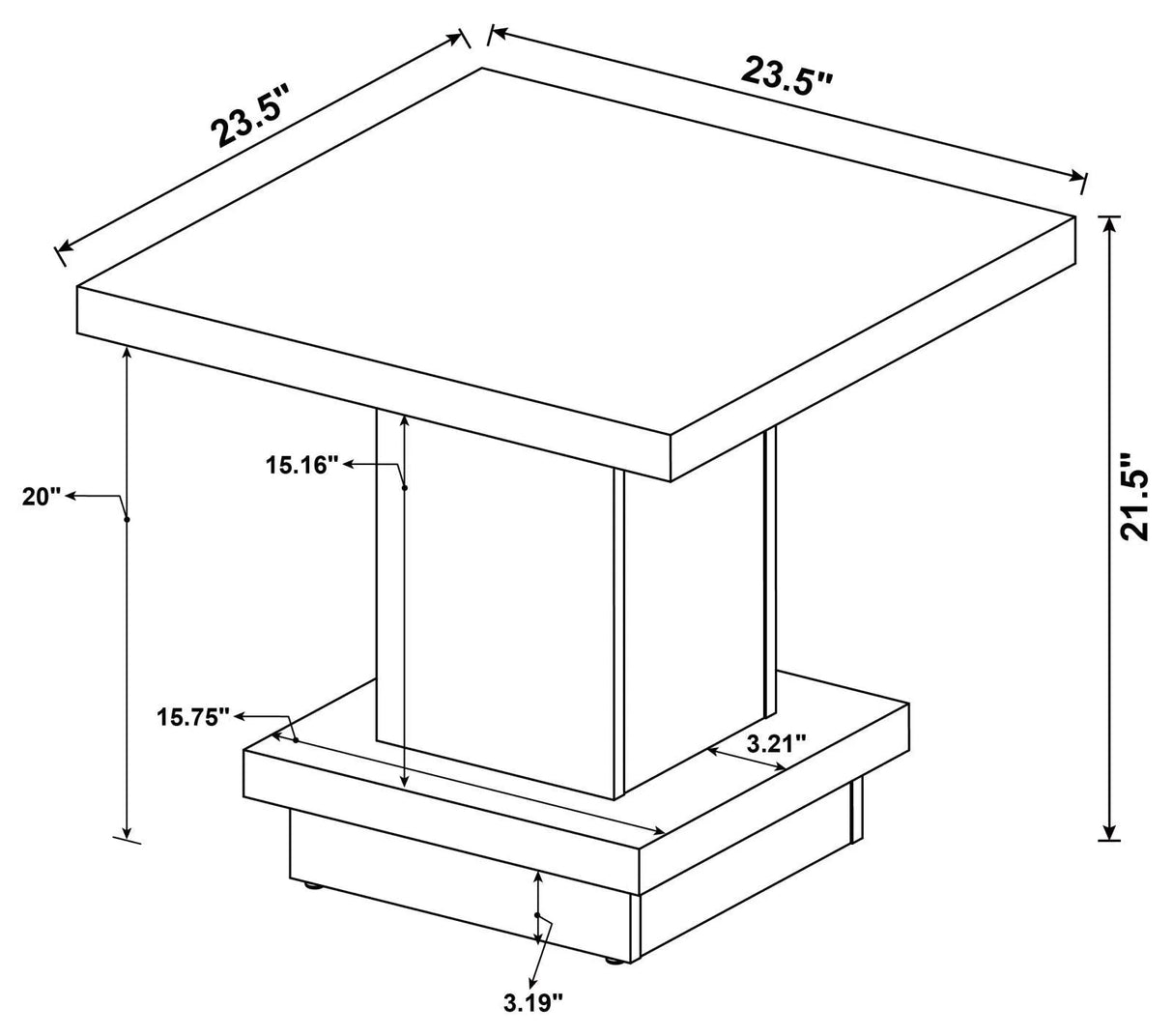 Reston Cappuccino Pedestal Square End Table by Coaster at Eve Furniture
