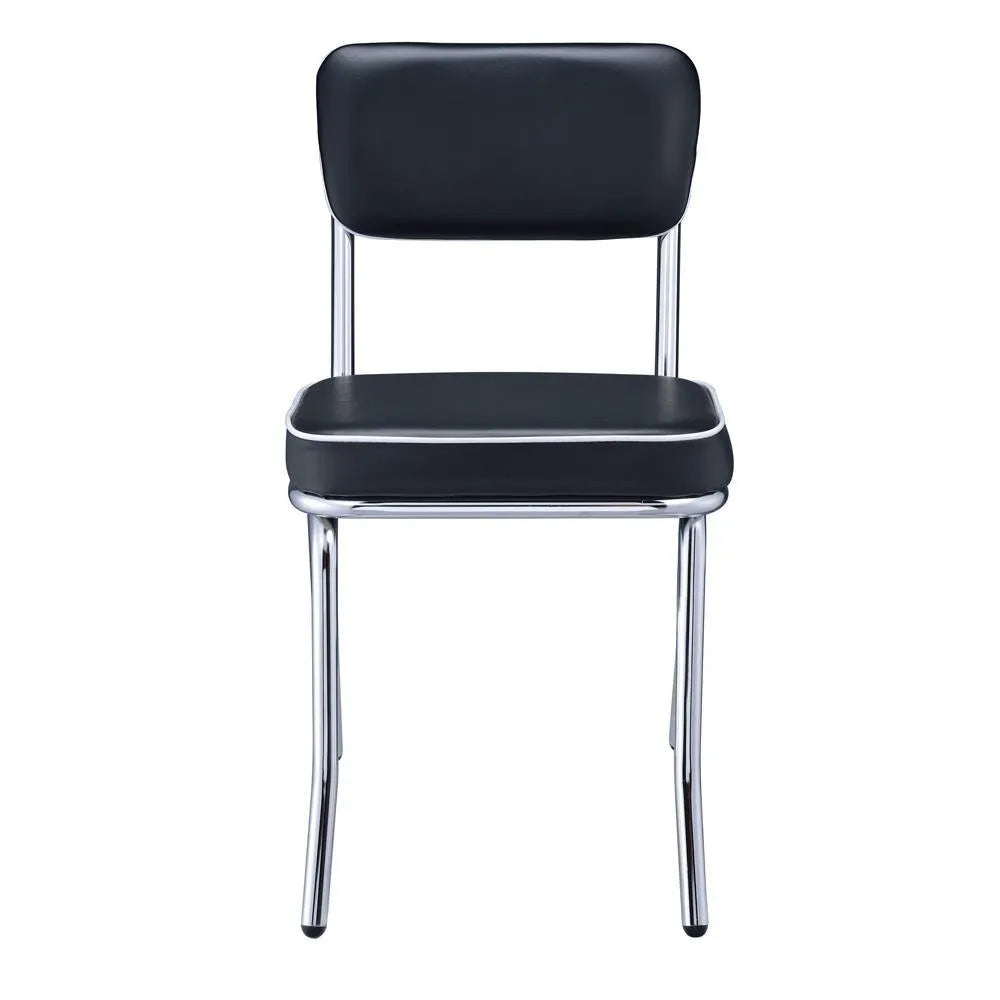 Retro Black/Chrome Open Back Side Chairs, Set of 2 by Coaster at Eve Furniture