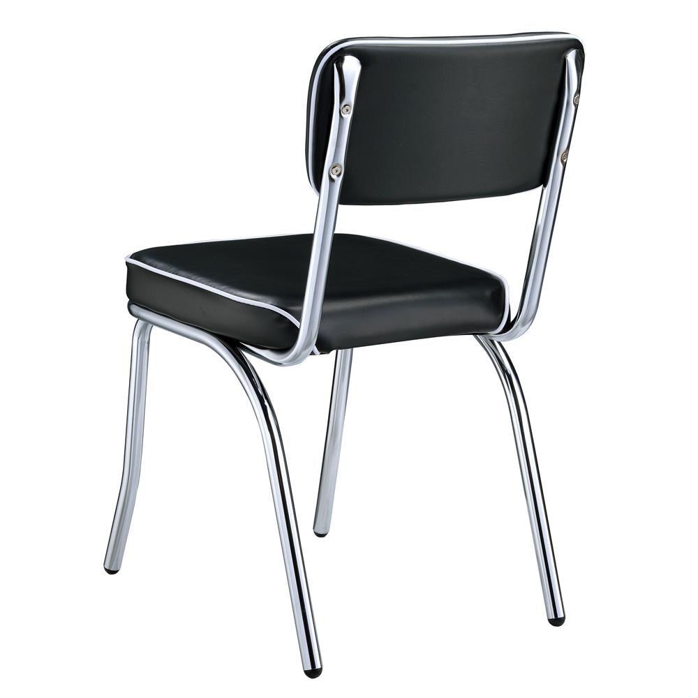 Retro Black/Chrome Open Back Side Chairs, Set of 2 by Coaster at Eve Furniture