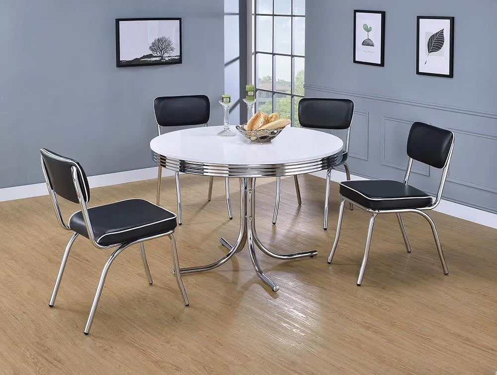 Retro Black/Chrome Open Back Side Chairs, Set of 2 by Coaster at Eve Furniture