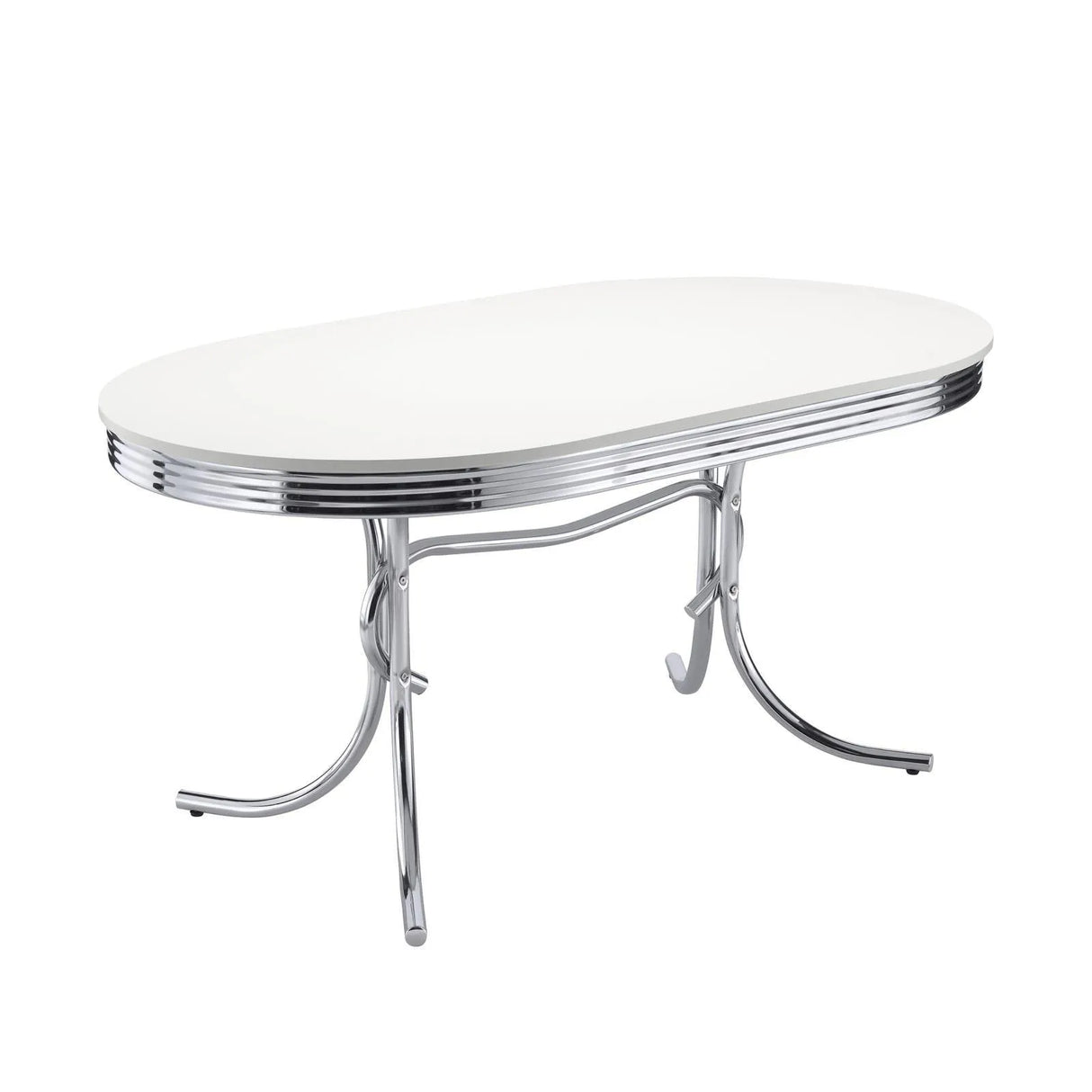 Retro Glossy White/Black 5-Piece Oval Dining Set by Coaster at Eve Furniture