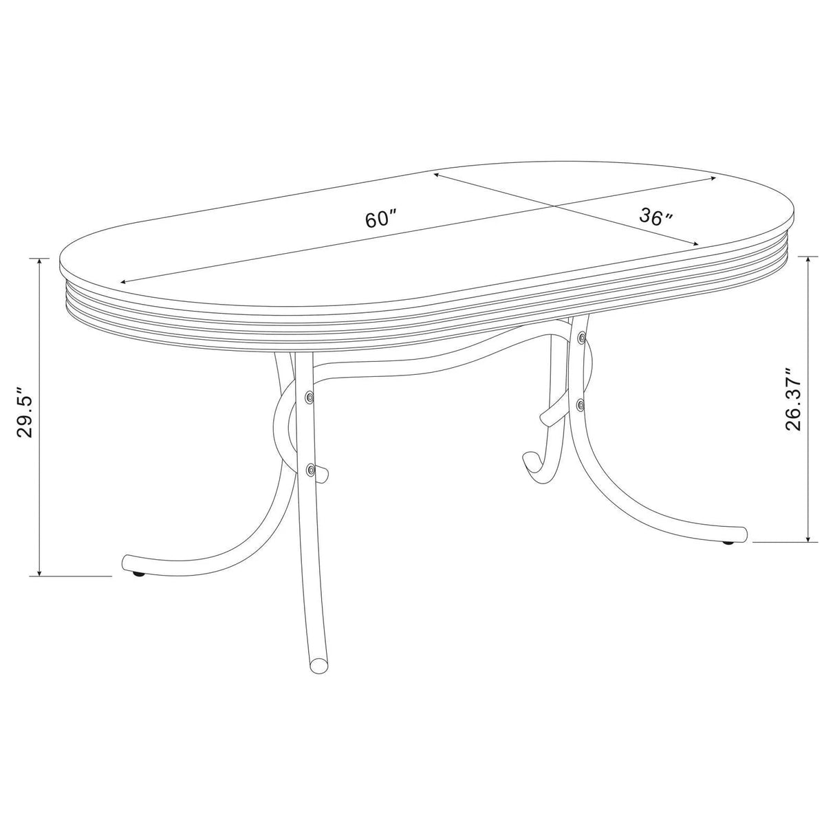 Retro Glossy White/Black 5-Piece Oval Dining Set by Coaster at Eve Furniture
