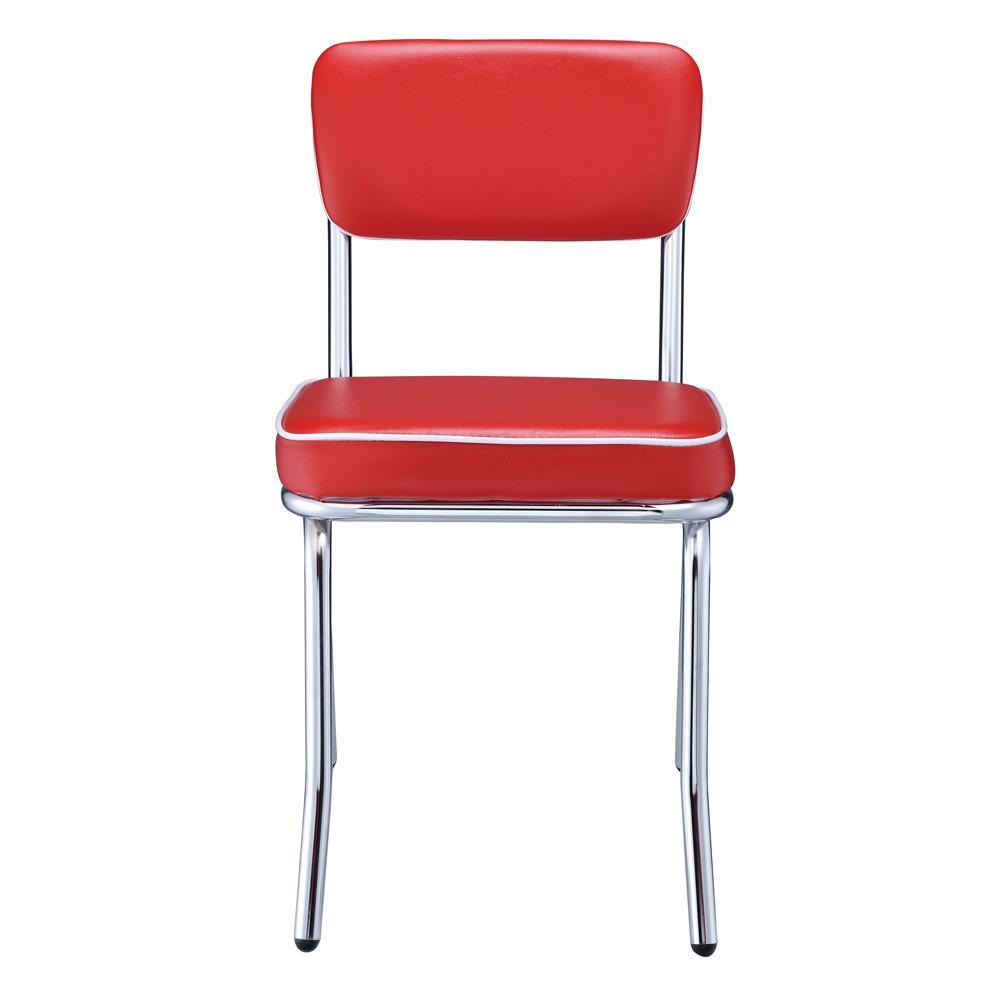 Retro Red/Chrome Open Back Side Chairs, Set of 2 by Coaster at Eve Furniture
