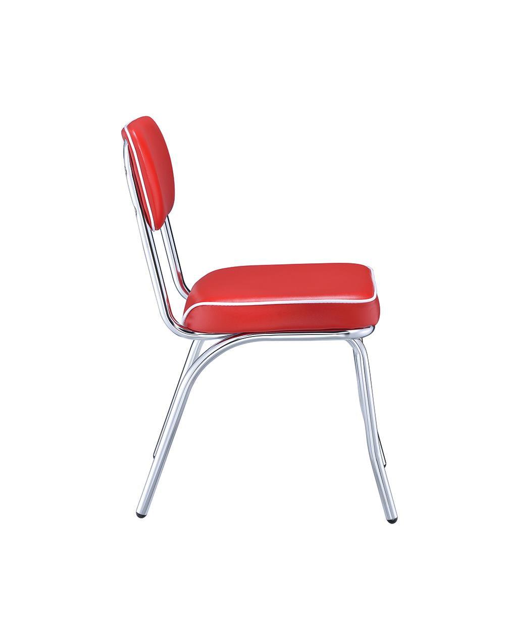 Retro Red/Chrome Open Back Side Chairs, Set of 2 by Coaster at Eve Furniture