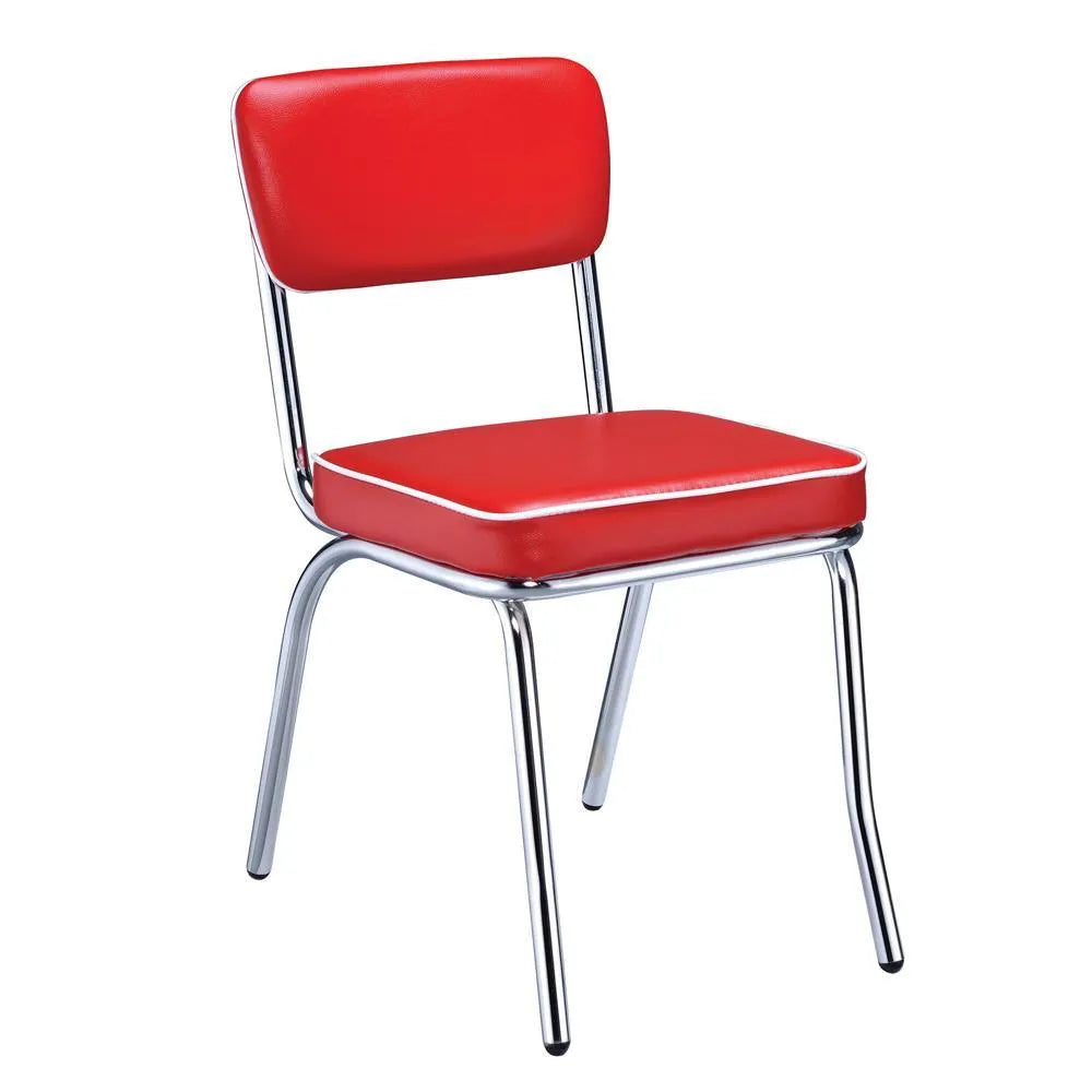Retro Red/Chrome Open Back Side Chairs, Set of 2 by Coaster at Eve Furniture
