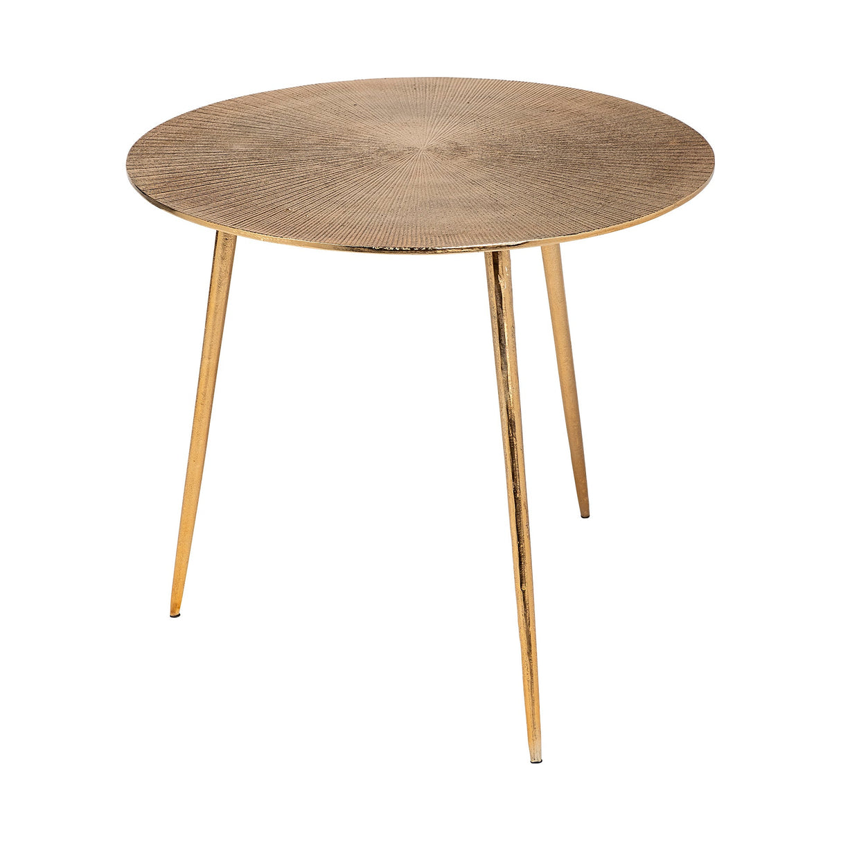 Reva I (Large) 24L x 24W Gold Round Top Cast Aluminum Accent Table by Mercana at Eve Furniture
