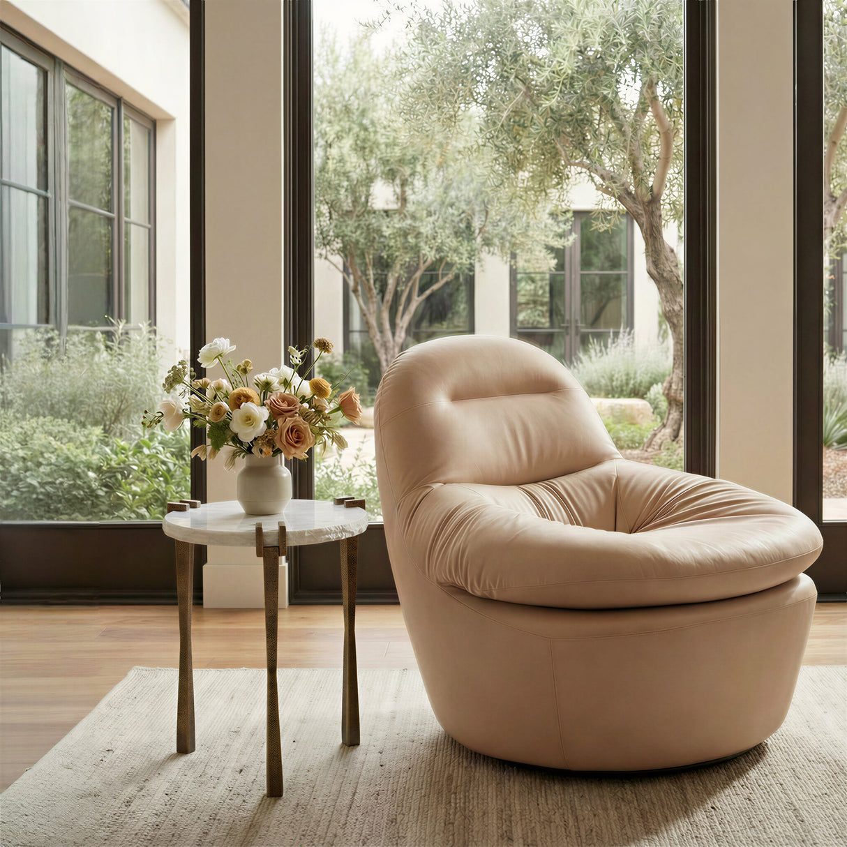 Reva Tan Swivel Chair by Zuomod at Eve Furniture