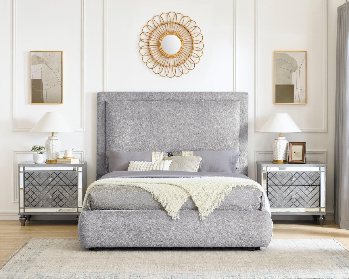 Reverie Pewter King Bed with Drawer by Crown Mark at Eve Furniture