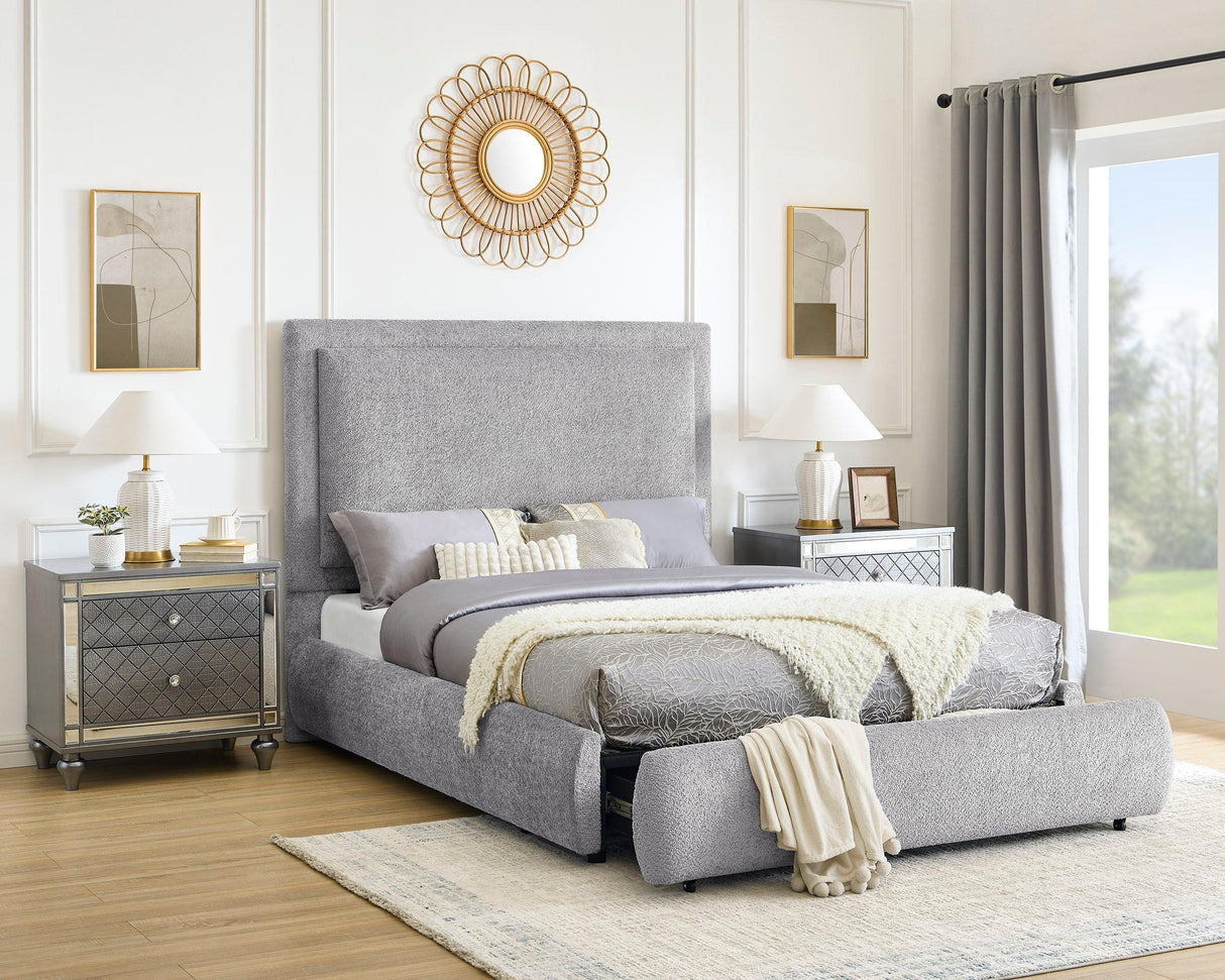 Reverie Pewter Queen Bed with Drawer by Crown Mark at Eve Furniture