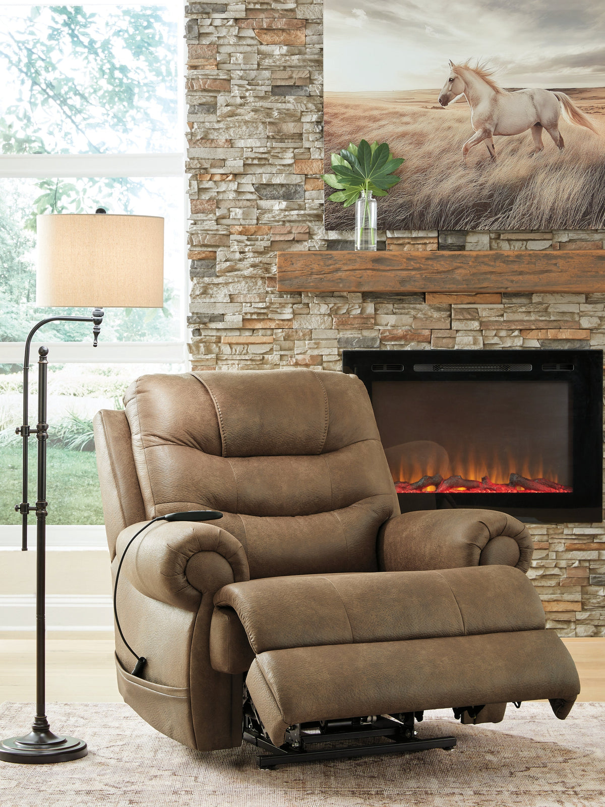 Revived and Restored Earth Power Lift Recliner by Ashley at Eve Furniture