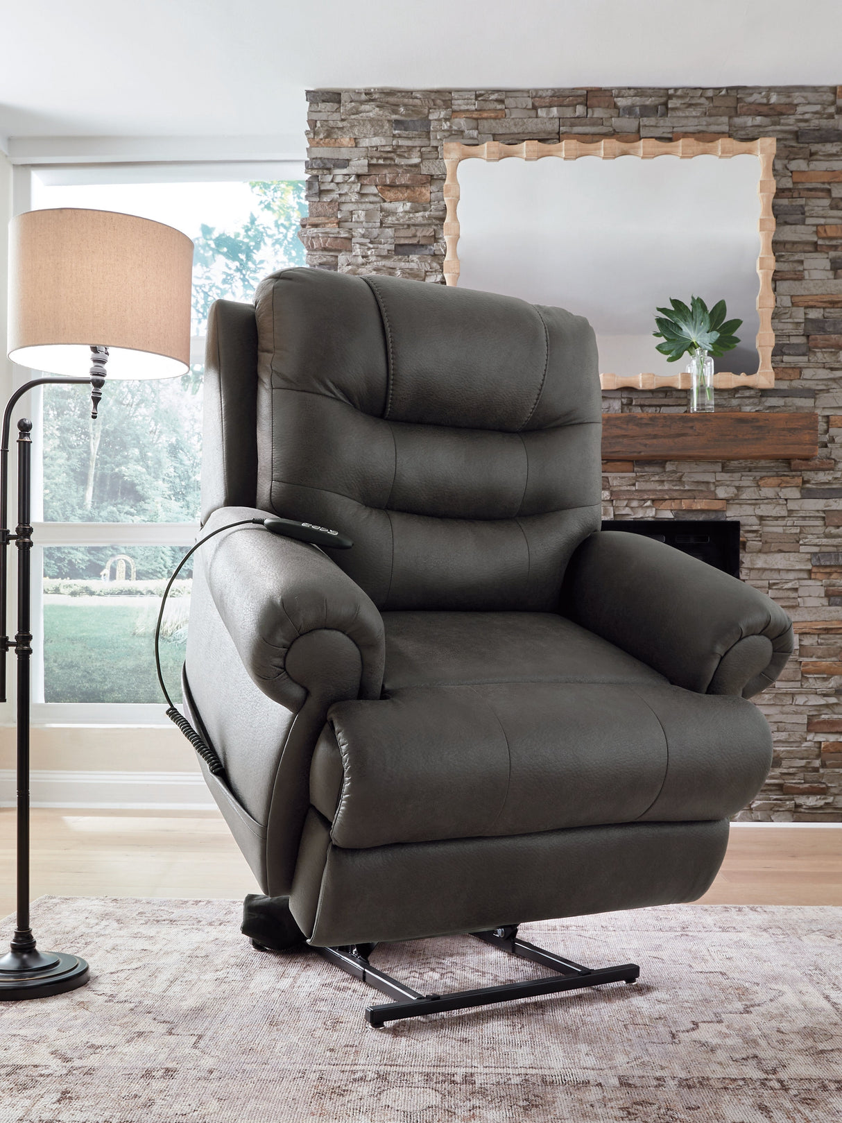Revived and Restored Granite Power Lift Recliner by Ashley at Eve Furniture