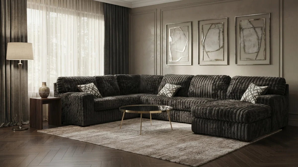 Austin Chocolate 3-Piece Right Arm Facing (RAF) Sectional by New Era Innovations at Eve Furniture