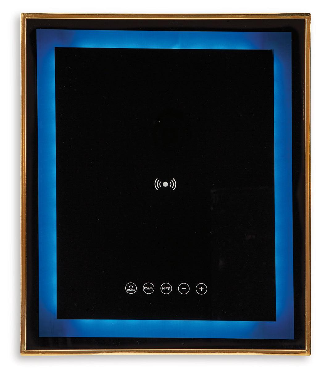 Rexwell Black/Gold Finish Accent Table with Speaker by Ashley at Eve Furniture