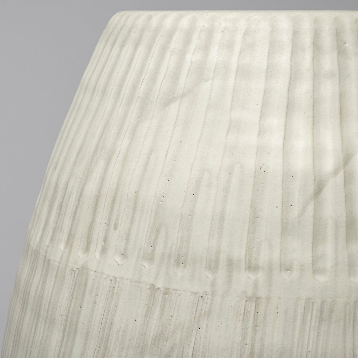 Reyan Small Pearl White Ceramic Striped Vase by Mercana at Eve Furniture
