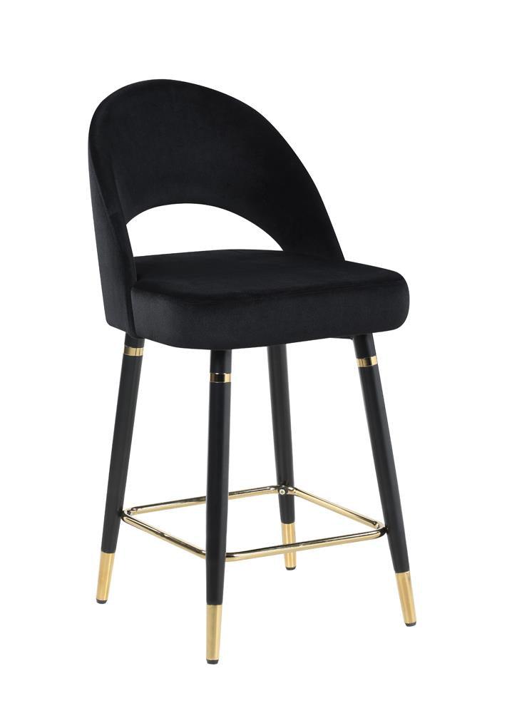 Reyes Black Arched Back Upholstered Counter Height Stools, Set of 2 by Coaster at Eve Furniture