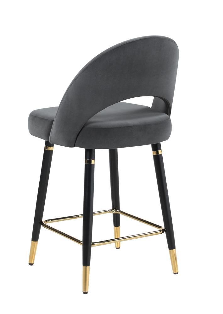 Reyes Gray Arched Back Upholstered Counter Height Stools, Set of 2 by Coaster at Eve Furniture