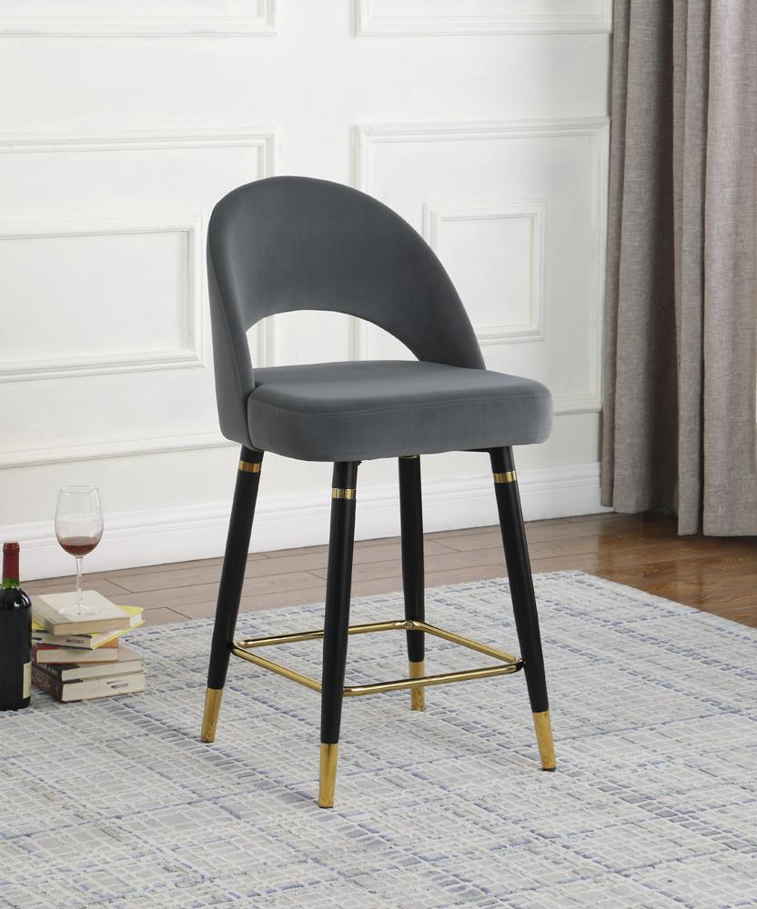 Reyes Gray Arched Back Upholstered Counter Height Stools, Set of 2 by Coaster at Eve Furniture