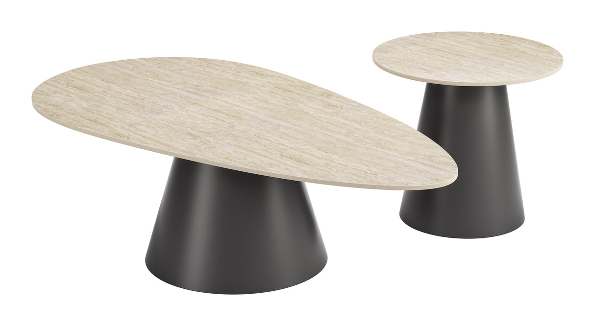 Reyes Natural & Black Coffee Table Set (2-Piece) by Zuomod at Eve Furniture
