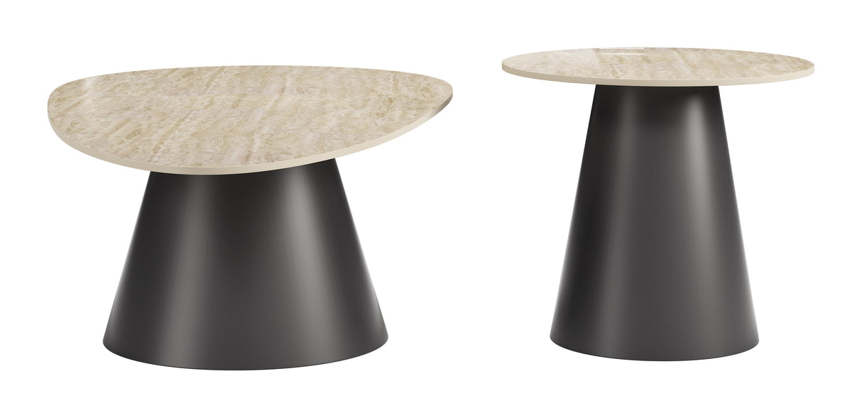Reyes Natural & Black Coffee Table Set (2-Piece) by Zuomod at Eve Furniture