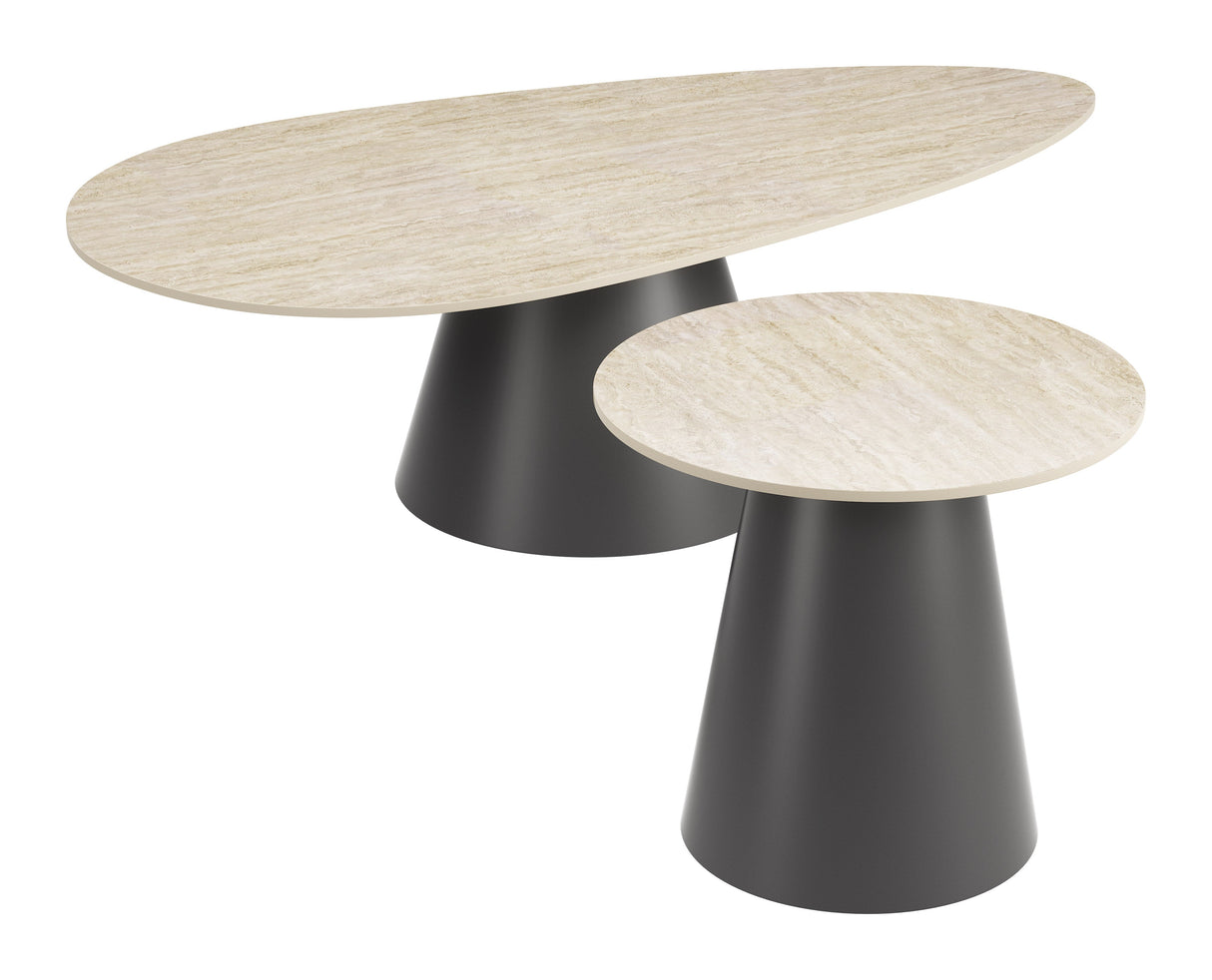 Reyes Natural & Black Coffee Table Set (2-Piece) by Zuomod at Eve Furniture