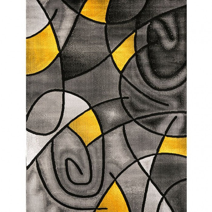 Sivas Contemporary Charcoal Yellow Area Rug by Furniture of America at Eve Furniture