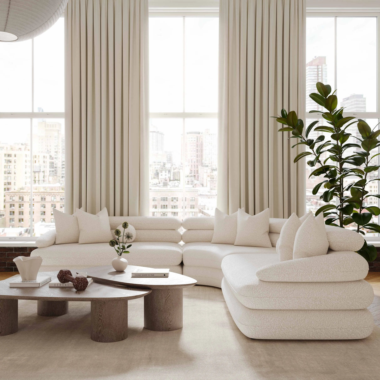 Rhema Washed Ash Organic Low Coffee Table by TOV Furniture at Eve Furniture