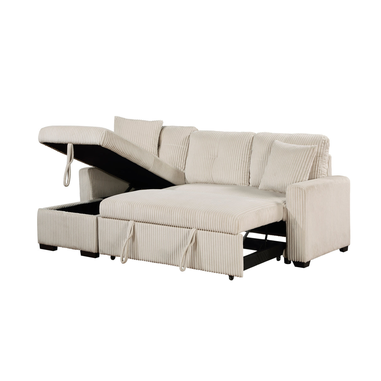 Rhett Beige 3-Piece Reversible Sectional with Pull-out Bed and Hidden Storage by Homelegance at Eve Furniture
