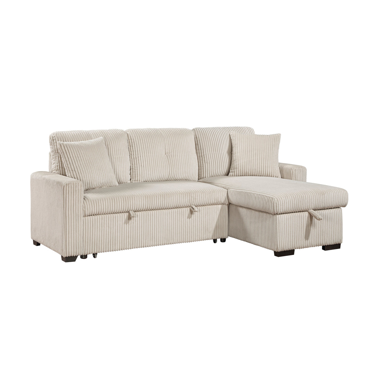 Rhett Beige 3-Piece Reversible Sectional with Pull-out Bed and Hidden Storage by Homelegance at Eve Furniture