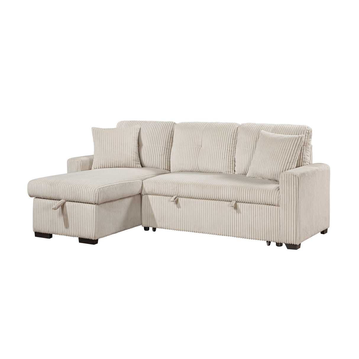 Rhett Beige 3-Piece Reversible Sectional with Pull-out Bed and Hidden Storage by Homelegance at Eve Furniture