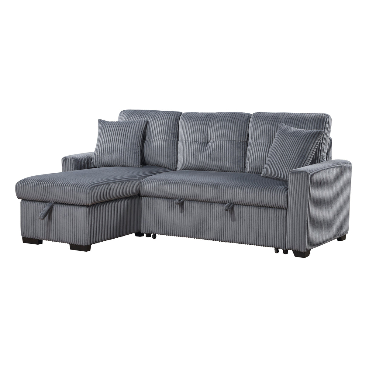 Rhett Dark Gray 3-Piece Reversible Sectional with Pull-out Bed and Hidden Storage by Homelegance at Eve Furniture
