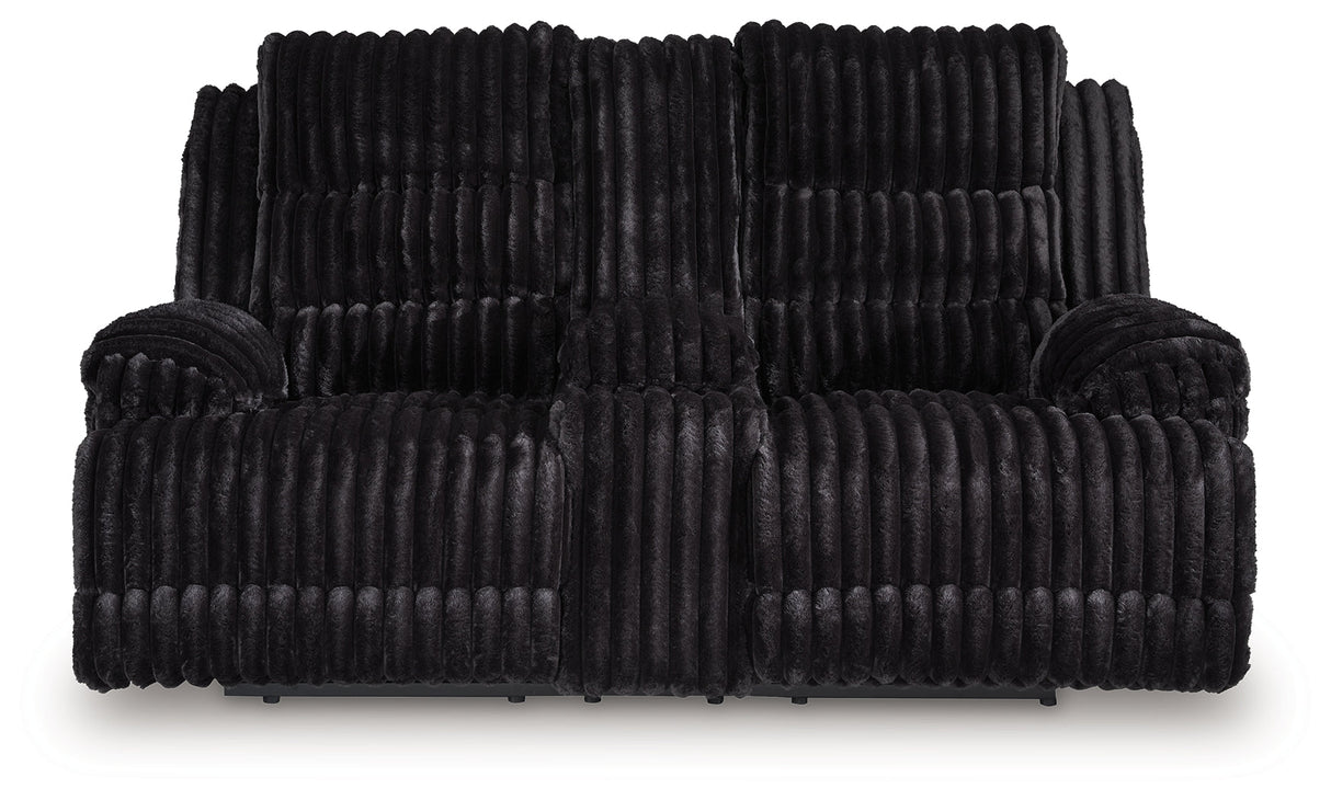 Rhine Falls Onyx Manual Reclining Loveseat with Console by Ashley at Eve Furniture