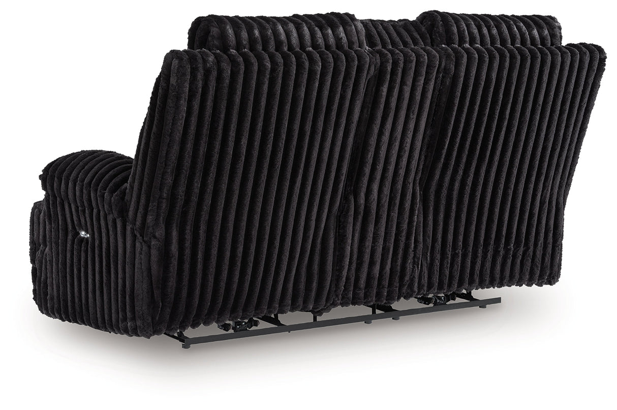 Rhine Falls Onyx Manual Reclining Loveseat with Console by Ashley at Eve Furniture