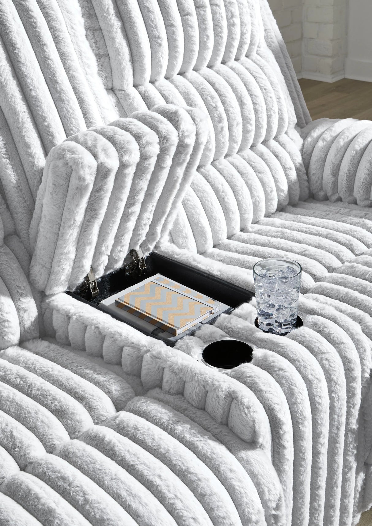 Rhines Falls Alloy Power Reclining Loveseat with Console by Ashley at Eve Furniture