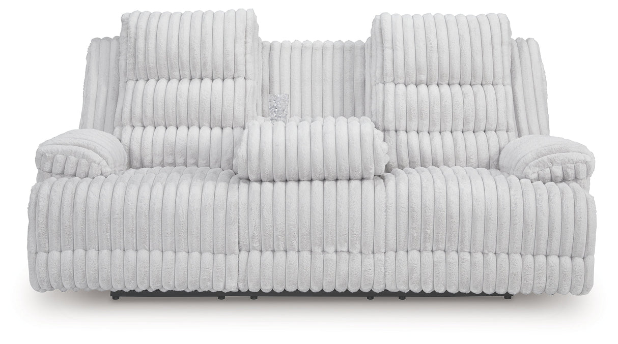 Rhines Falls Alloy Power Reclining Sofa with Drop Down Table by Ashley at Eve Furniture