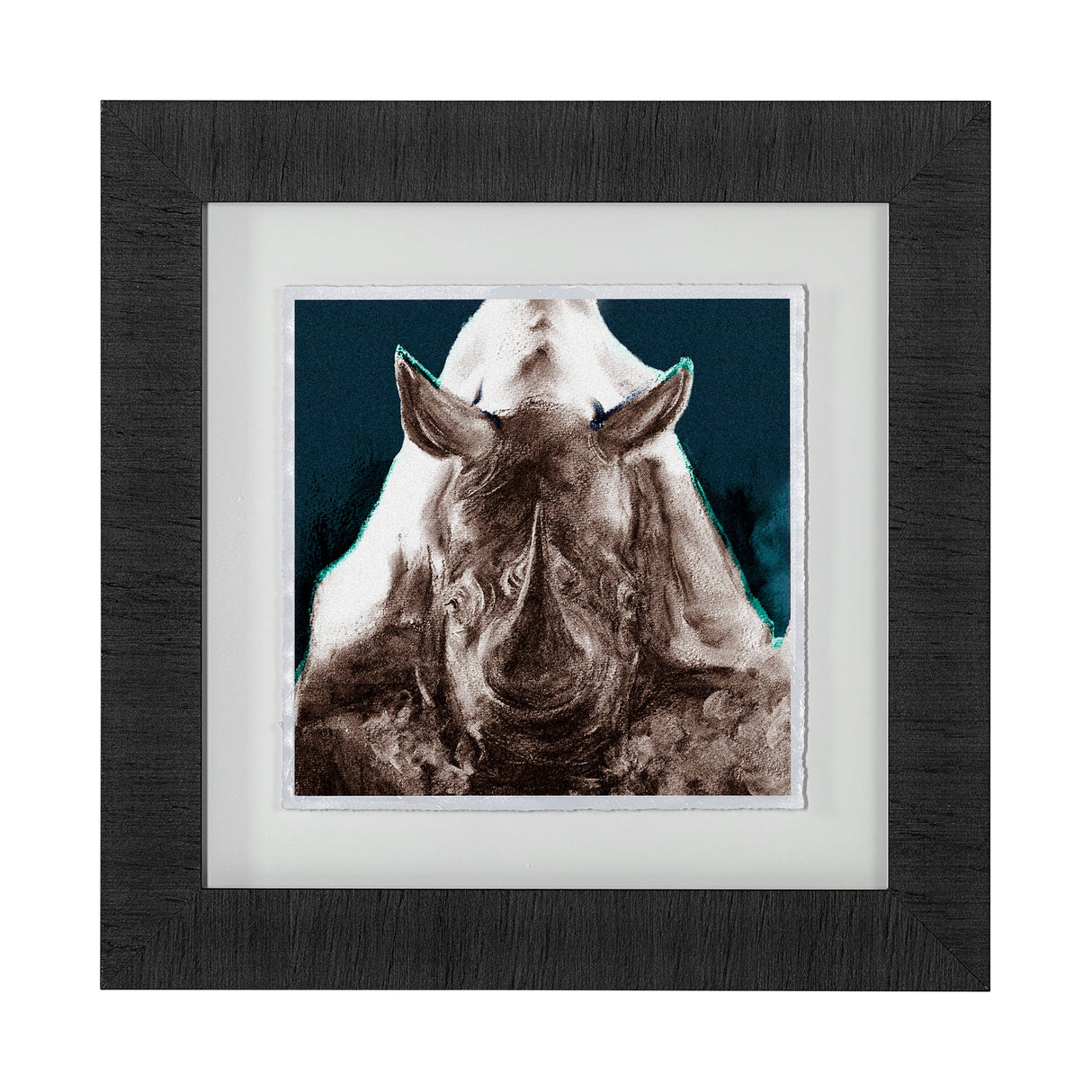 Rhino Blue by Mercana Studio a Hand Embellished Textured Framed Art Print Matted under Glass by Mercana at Eve Furniture