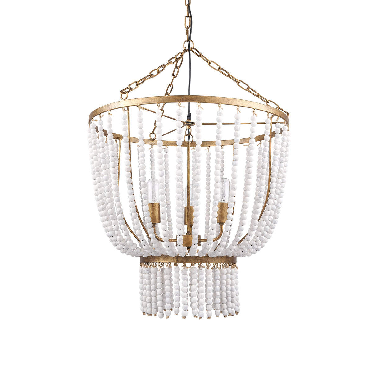 Rhone Gold Metal and Wood Beaded Chandelier by Mercana at Eve Furniture